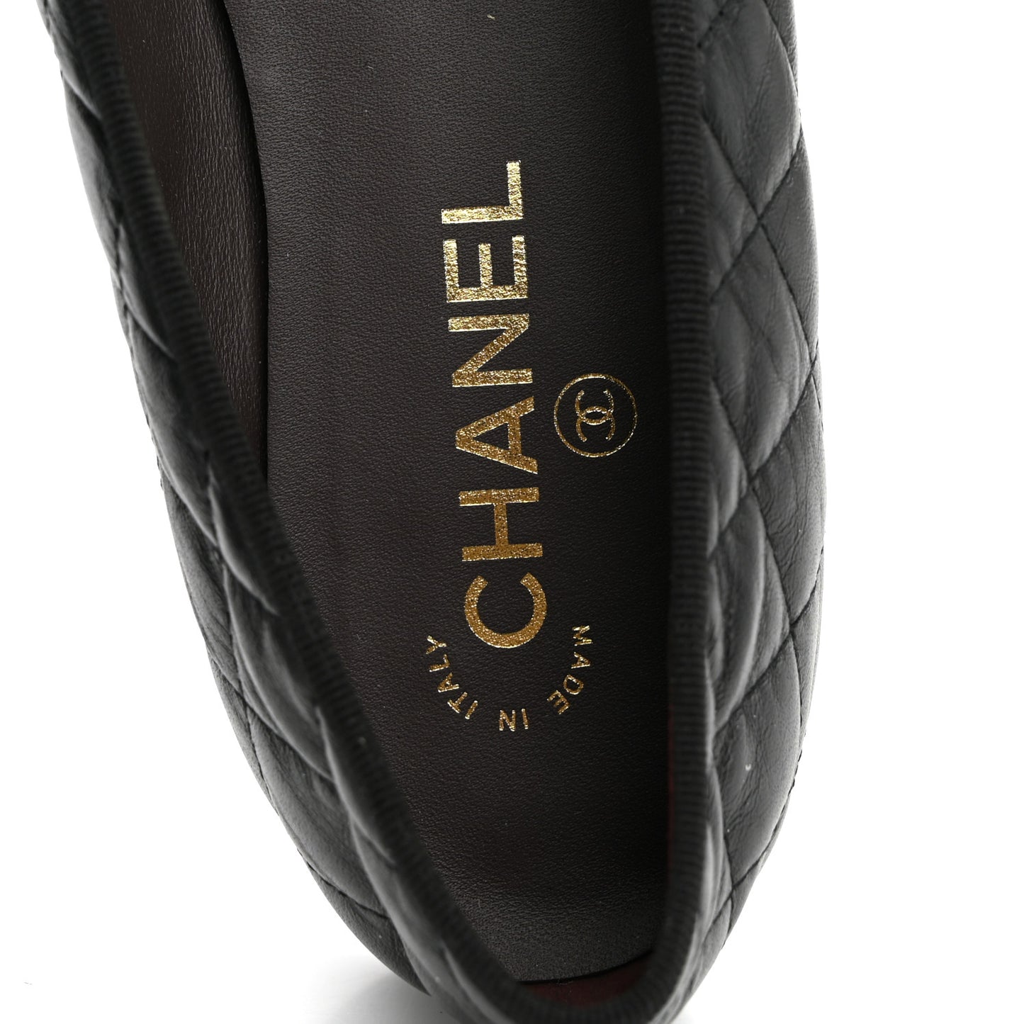 Aged Calfskin Quilted CC Cap Toe Ballerina Flats 41 Black