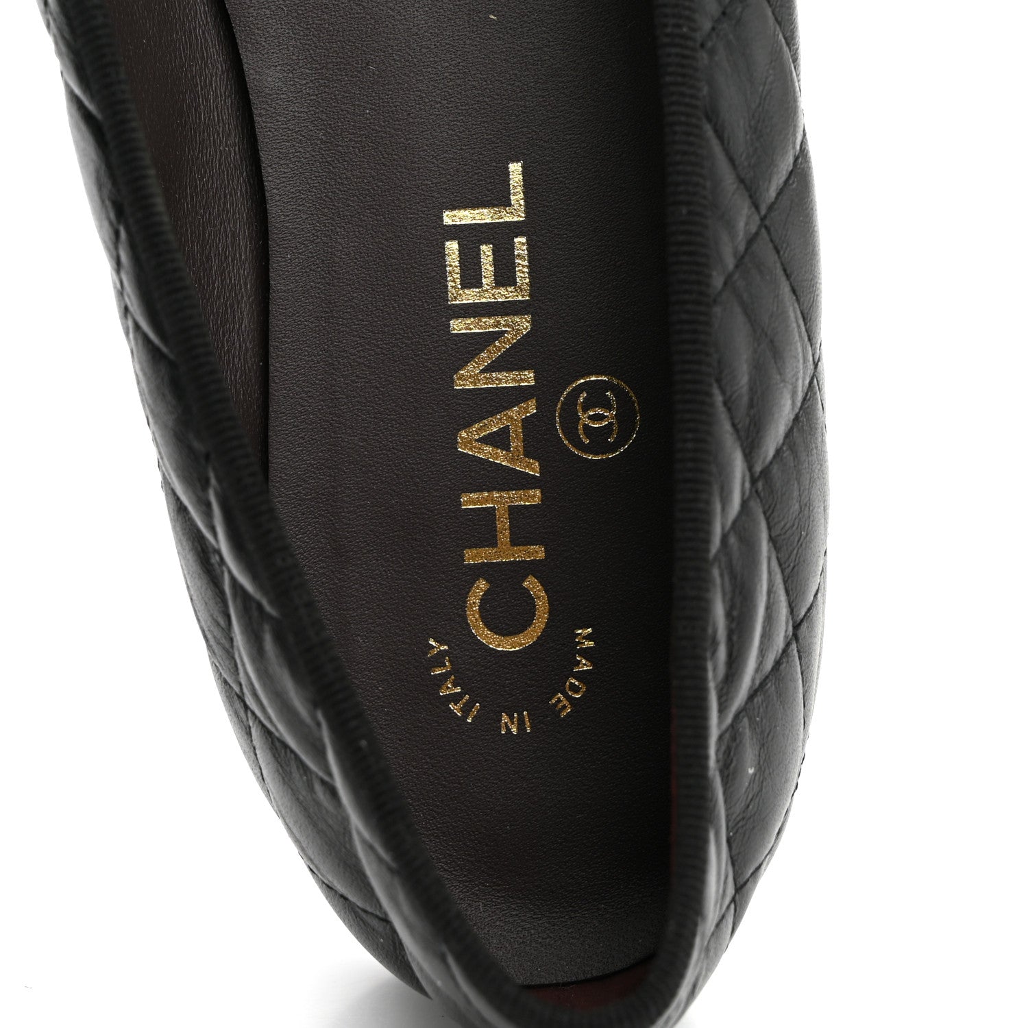 Chanel Aged Calfskin Quilted CC Cap Toe Ballerina Flats 41 Black 7 of 10