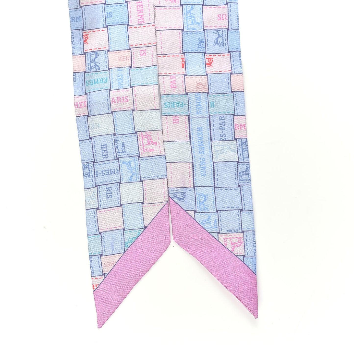 Silk Bolduc Au Carre Twilly Bleu Pale Rose Pale