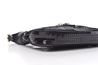 Gucci Sequin Lizard Jackie O Hobo Black 10 of 11