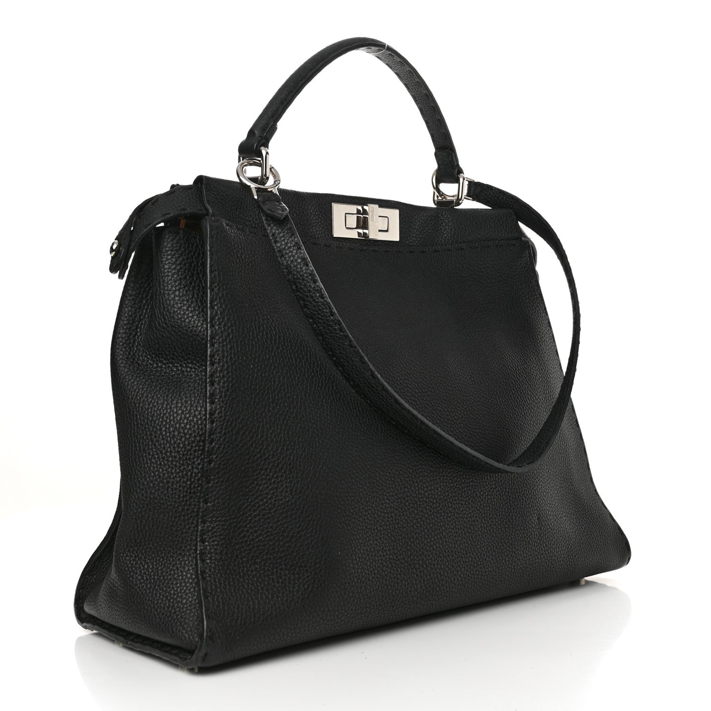 Cuoio Romano Selleria Bi-Color Large Peekaboo Iconic Satchel Black Mou
