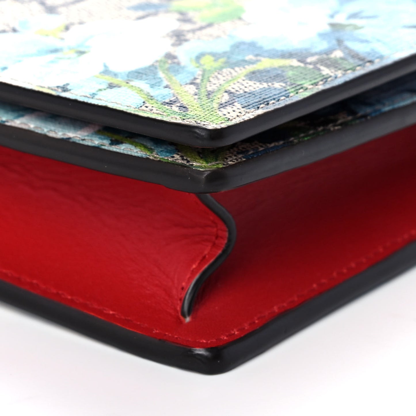 GG Supreme Monogram Blooms Chain Wallet Blue