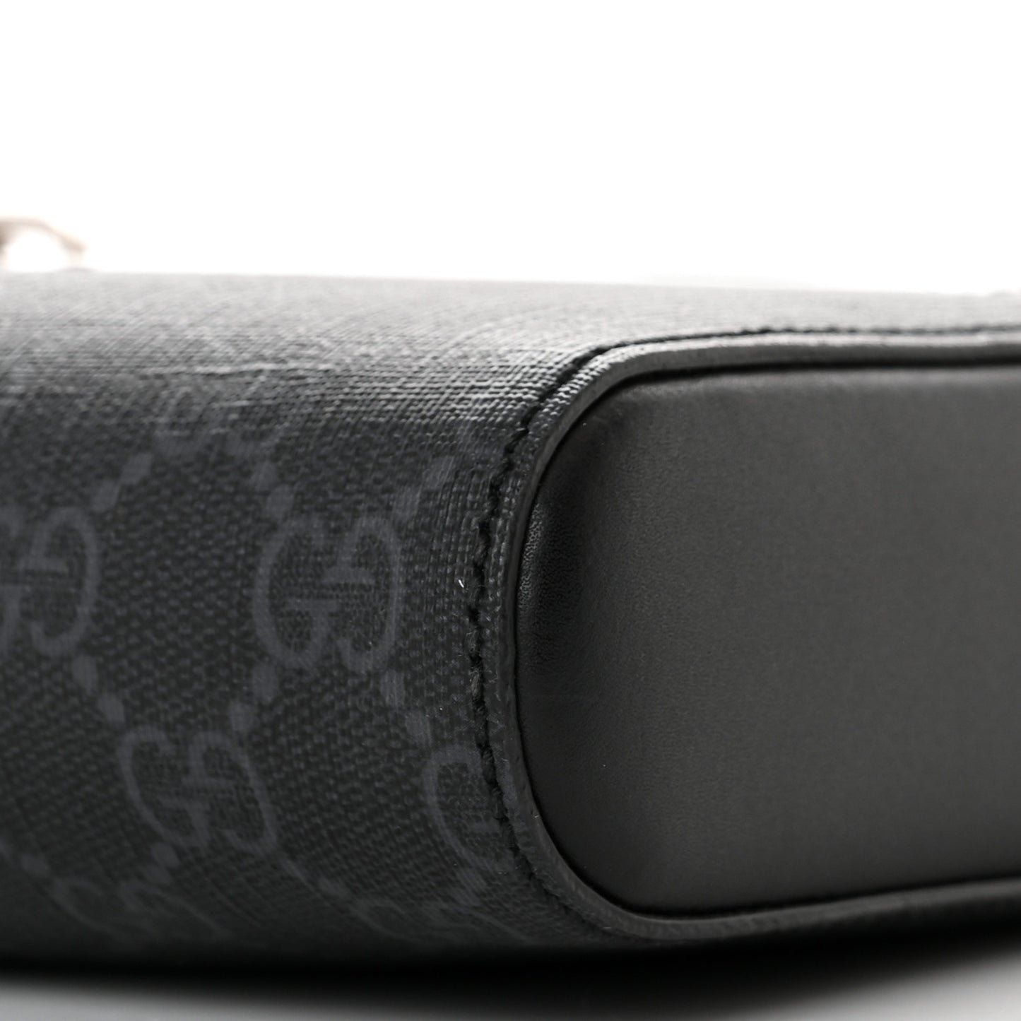 GG Supreme Monogram Web Small Flat Messenger Bag Black Grey