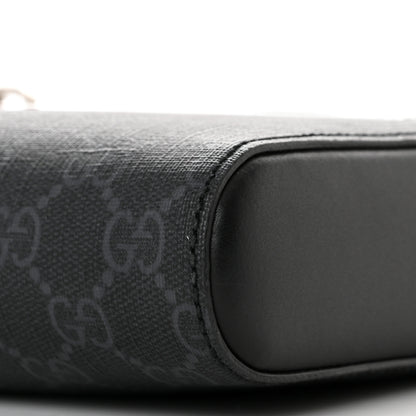 Gucci GG Supreme Monogram Web Small Flat Messenger Bag Black Grey 11 of 11
