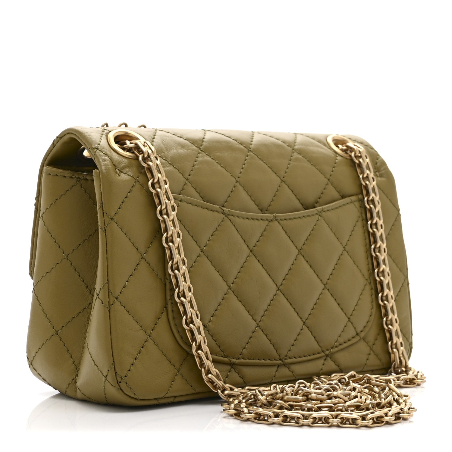 Chanel Aged Calfskin Quilted 2.55 Reissue 224 Flap  Khaki 3 of 10
