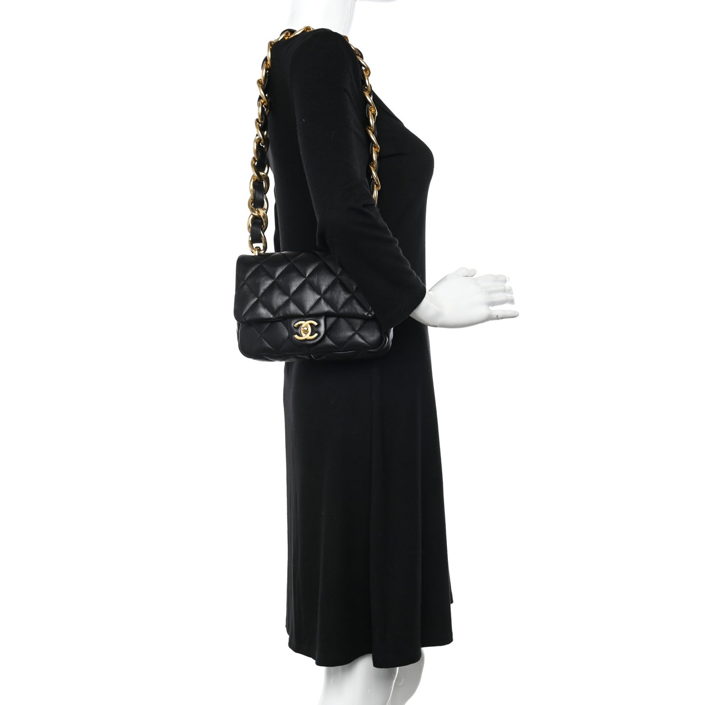 Lambskin Quilted Small Funky Town Flap Black