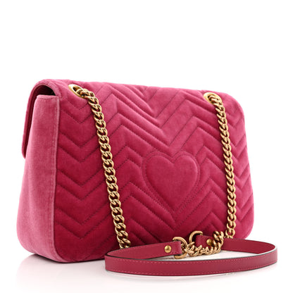 Gucci Velvet Matelasse Blind for Love Embroidered Medium GG Marmont Shoulder Bag Light Raspberry Rose Multicolor 3 of 11