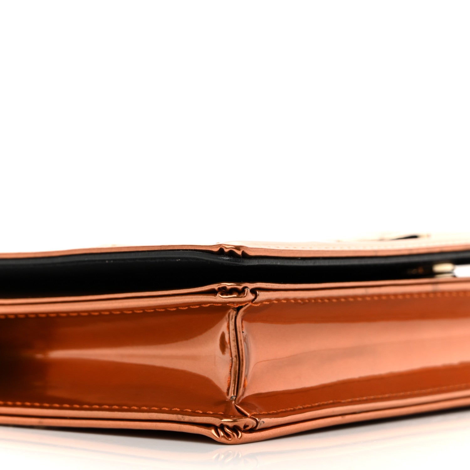 Christian Dior Metallic Patent Micro-Cannage Diorama Wallet on Chain Pouch Orange 9 of 11