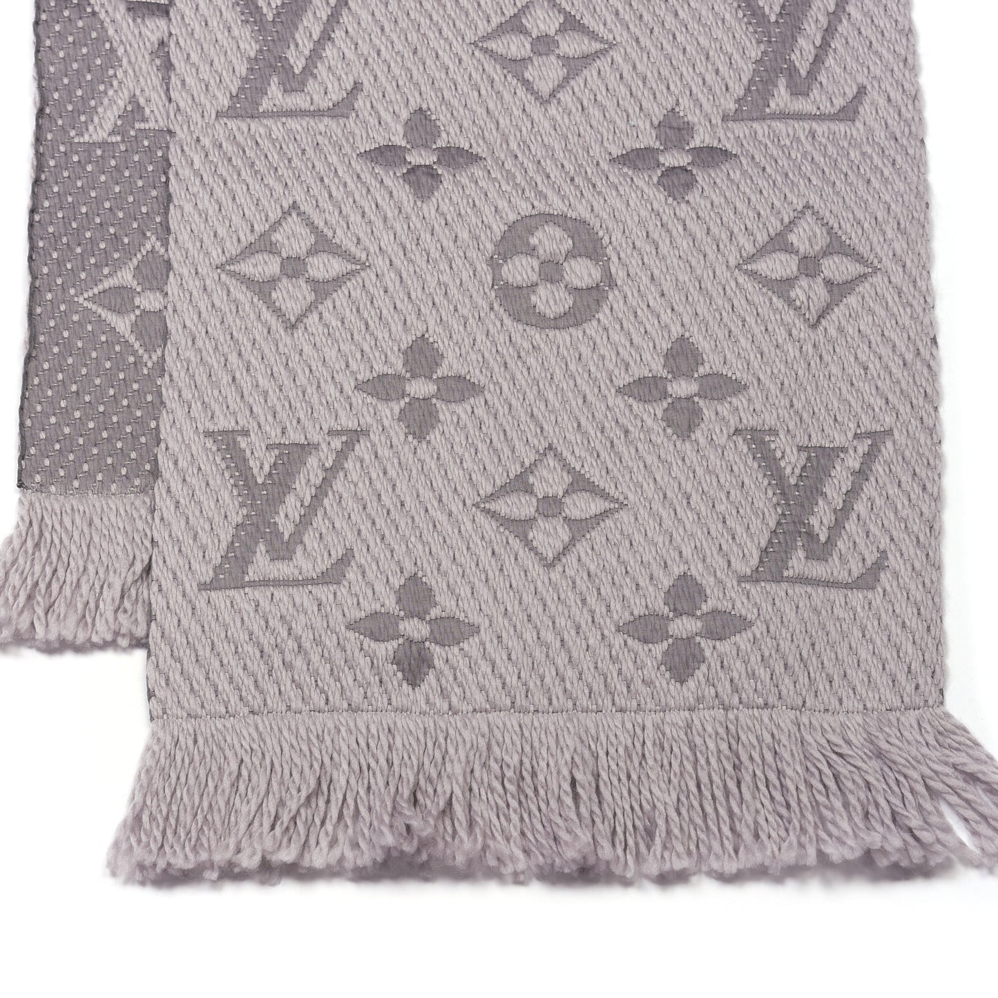 Wool Silk Logomania Scarf Pearl Grey