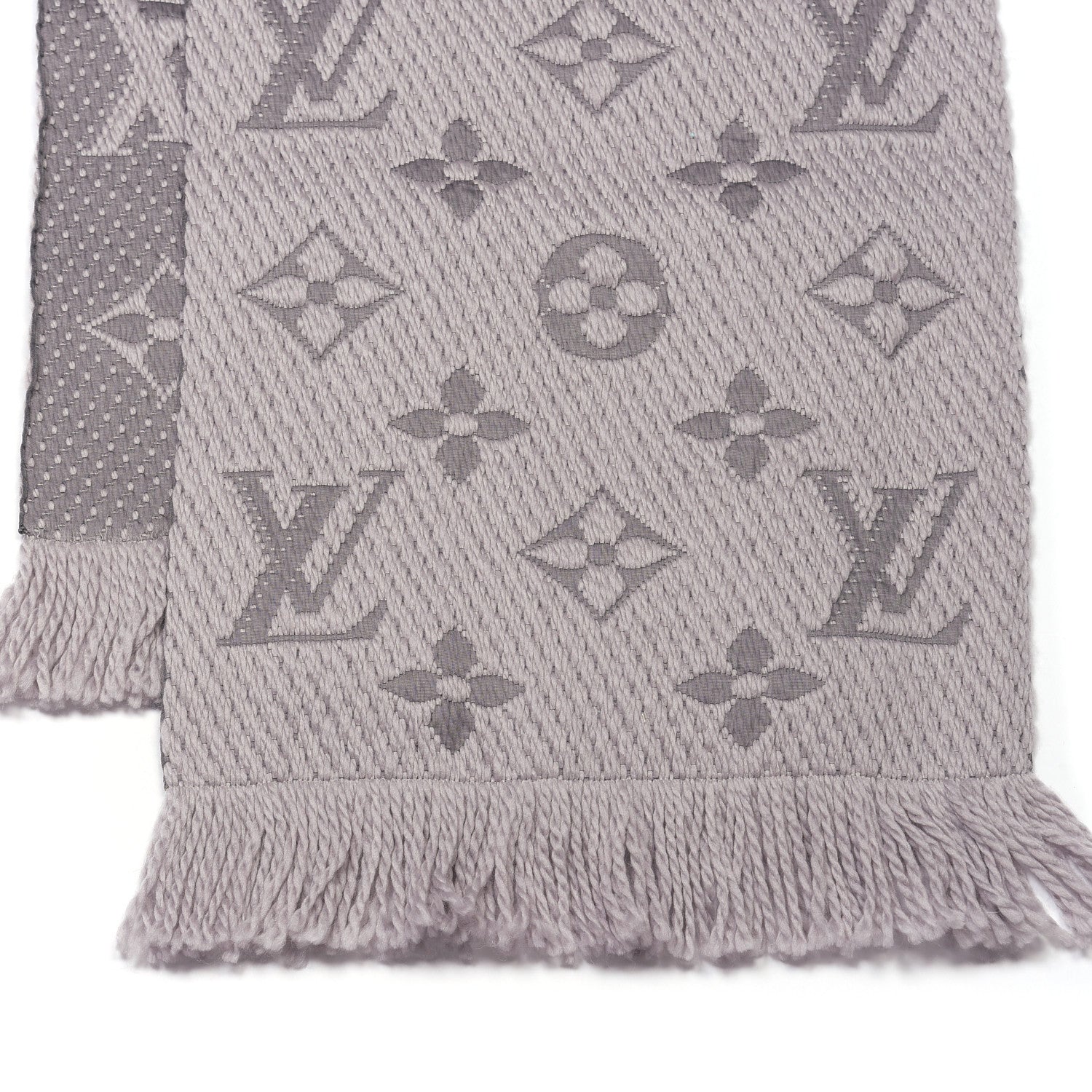 Louis Vuitton Wool Silk Logomania Scarf Pearl Grey 3 of 3