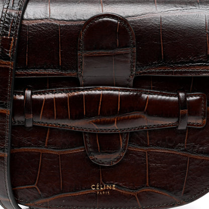 Celine Crocodile Embossed Calfskin Mini Symmetrical Bag Brown 7 of 9