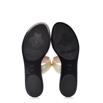 Gucci Nappa Silk Galassia GG Marmont Thong Flat Sandals 38.5 Platino 5 of 9