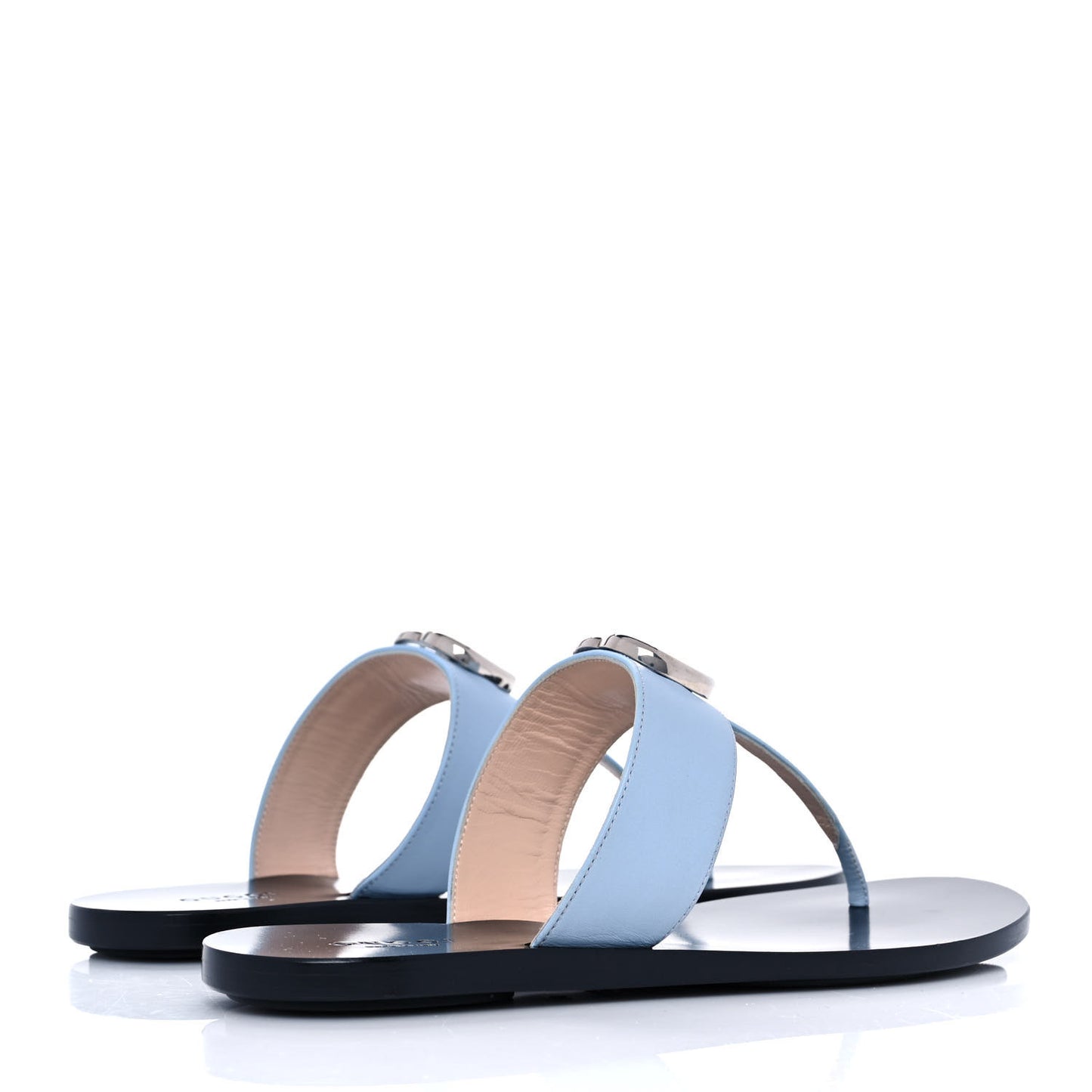 Calfskin GG Marmont Thong Sandals 36 Porcelain Light Blue