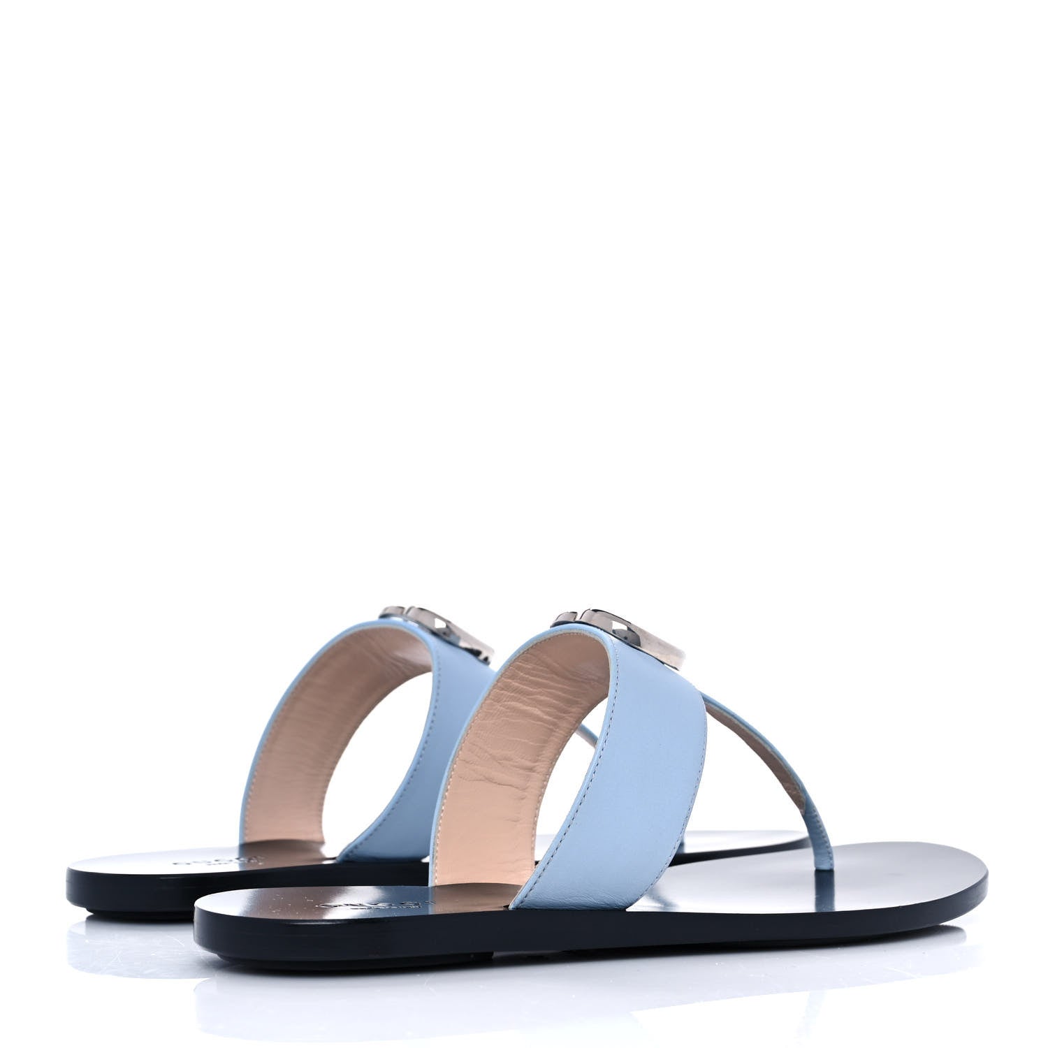 Gucci Calfskin GG Marmont Thong Sandals 36 Porcelain Light Blue 4 of 8