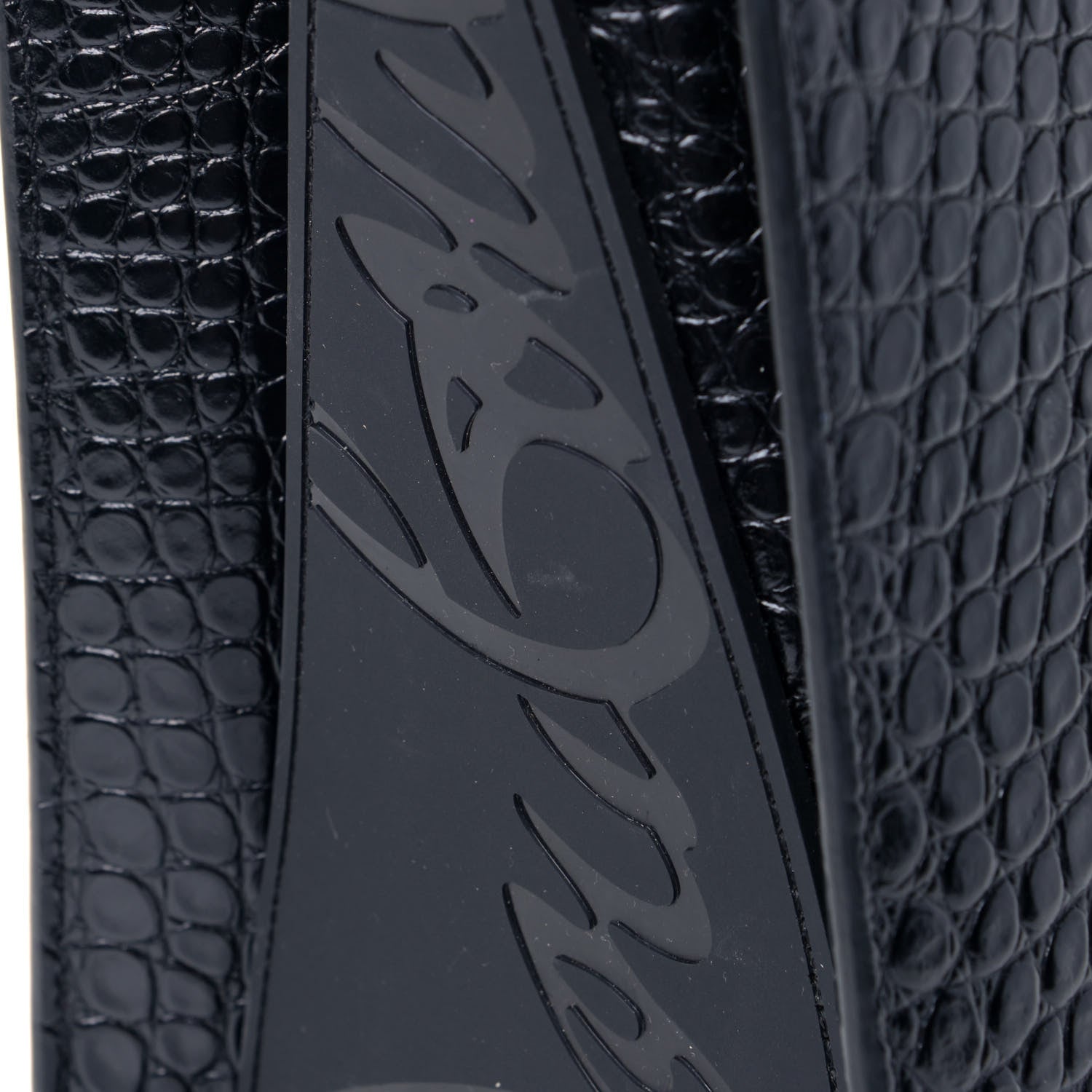 Christian Louboutin Calfskin Crocodile Embossed Medium Paloma Black 8 of 8