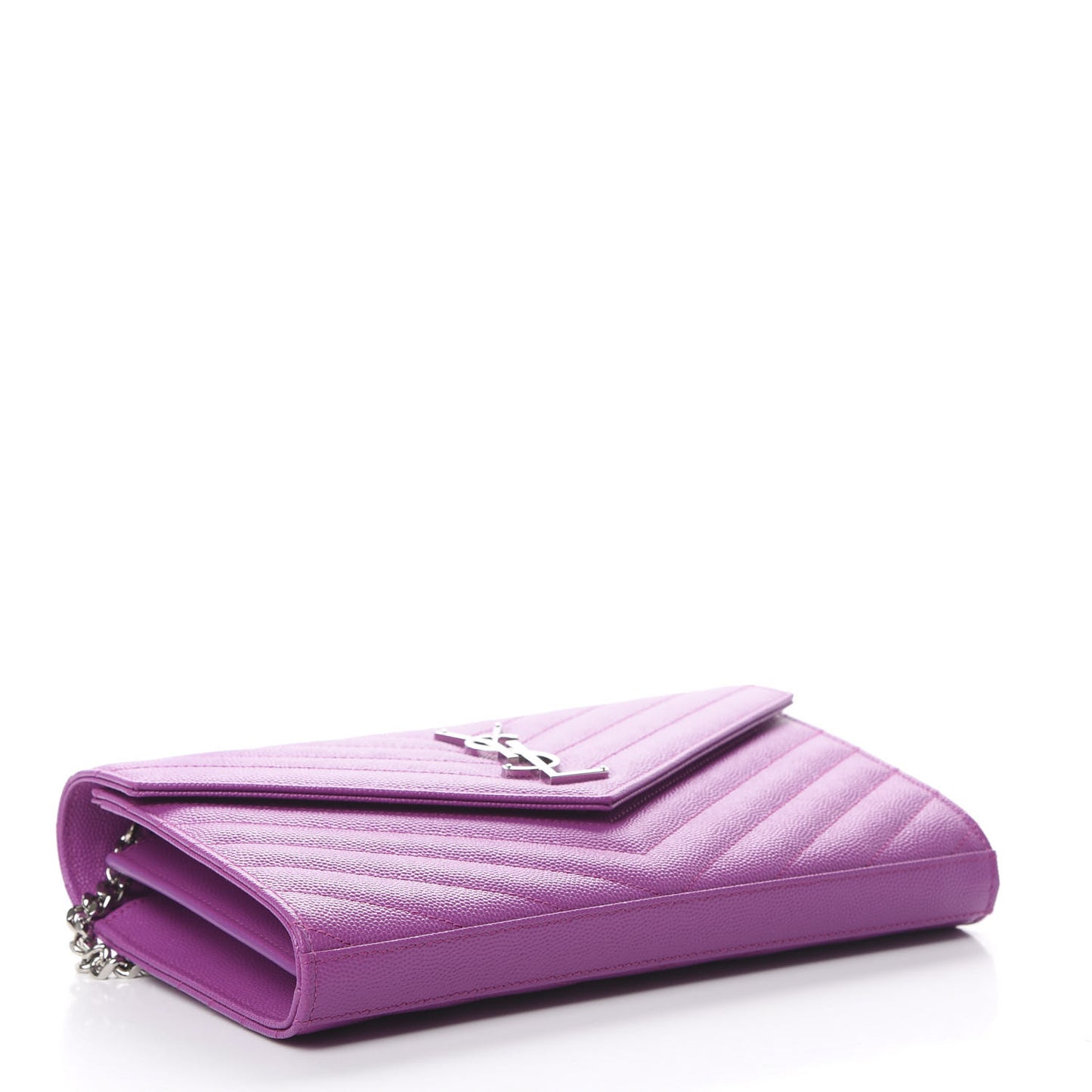 Grain De Poudre Matelasse Chevron Monogram Chain Wallet New Fuxia