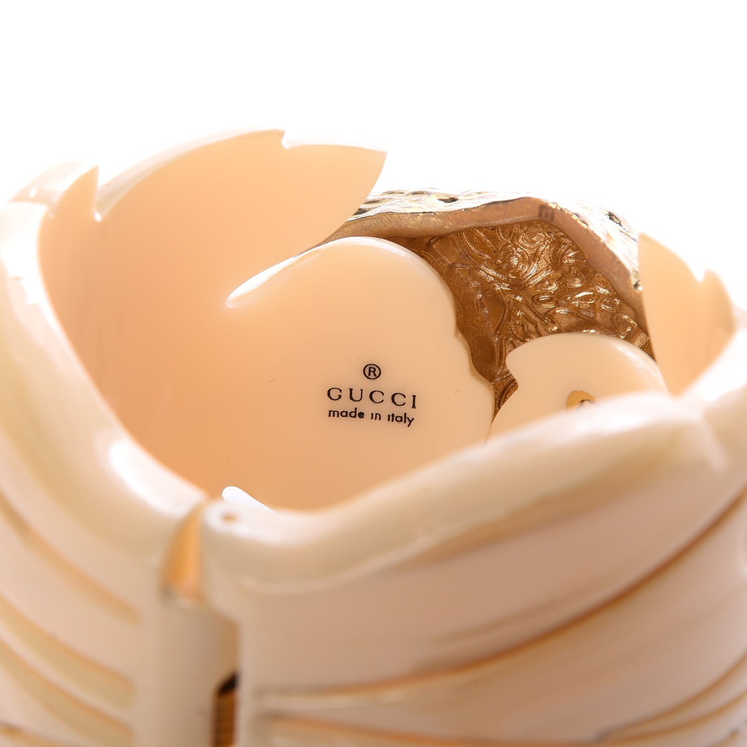 Gucci Metal Resin Rajah Leaf Bracelet White 4 of 5