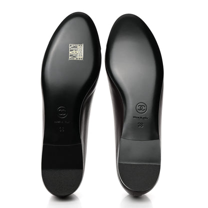 Chanel Lambskin Cap Toe CC Ballerina Flats 38 Purple 5 of 9