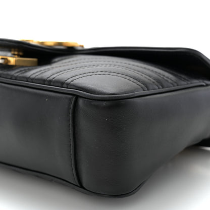 Gucci Calfskin Matelasse Small GG Marmont Shoulder Bag Black 10 of 12