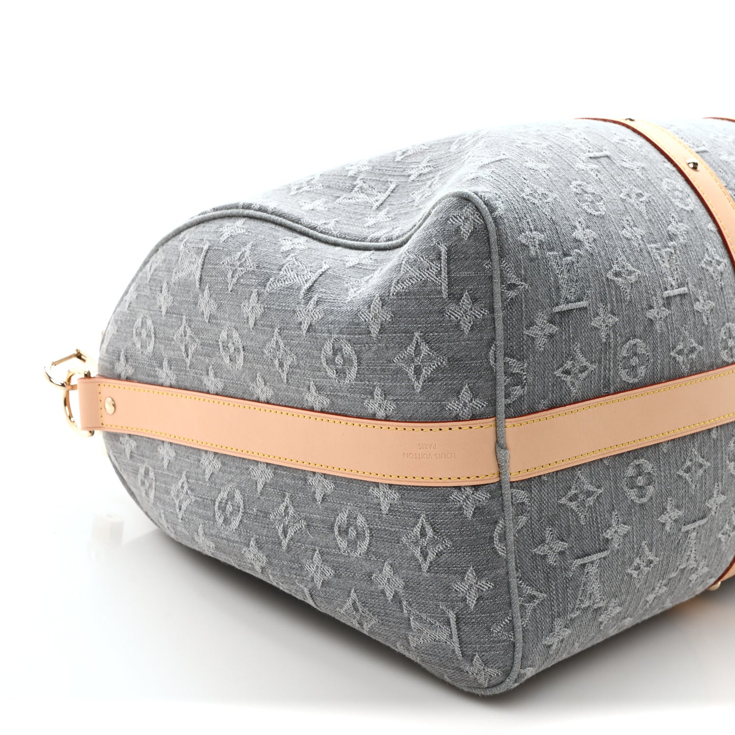 Denim Monogram Studded Keepall Bandouliere 45 Cloudy Grey