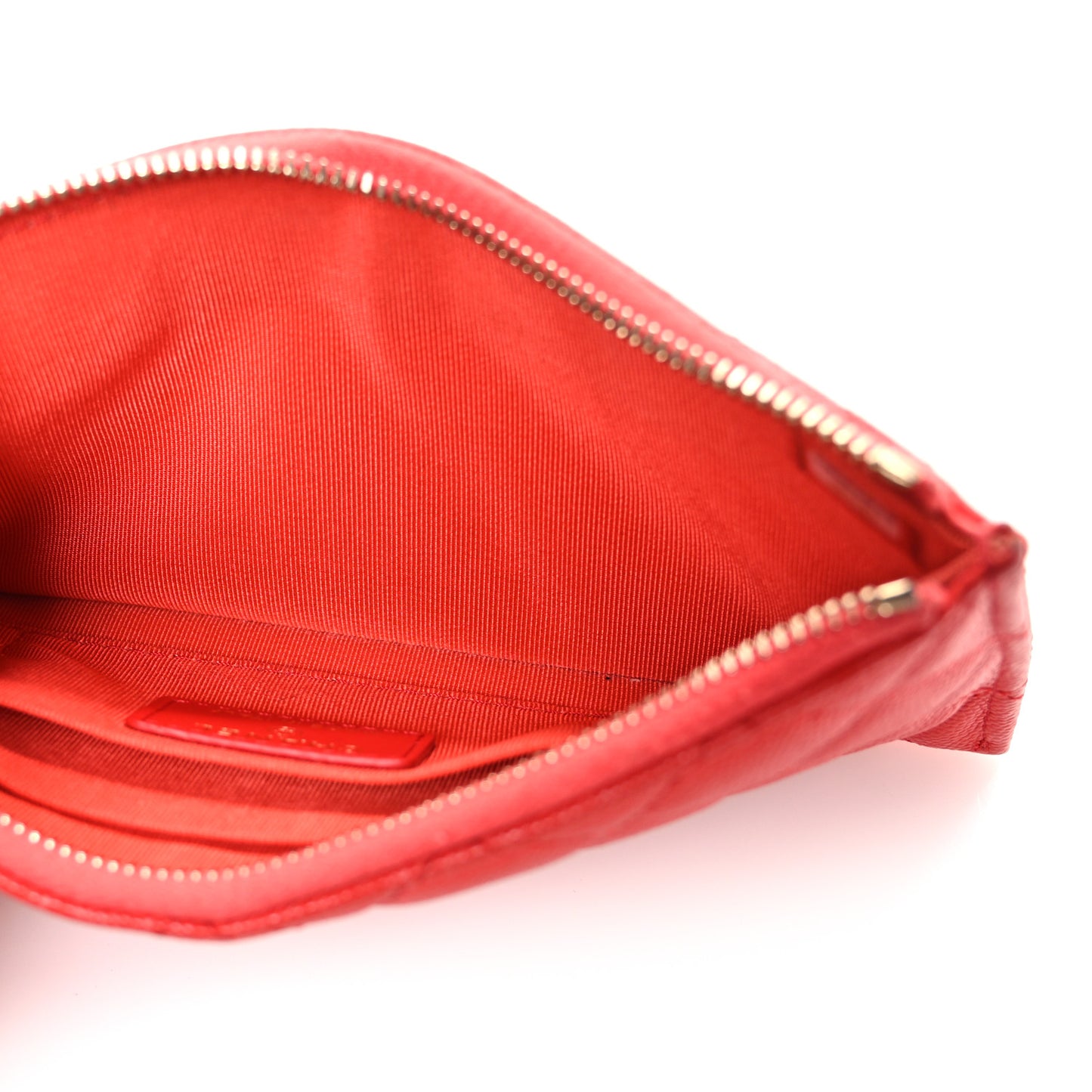 Caviar Quilted Classic Zip Pouch Red