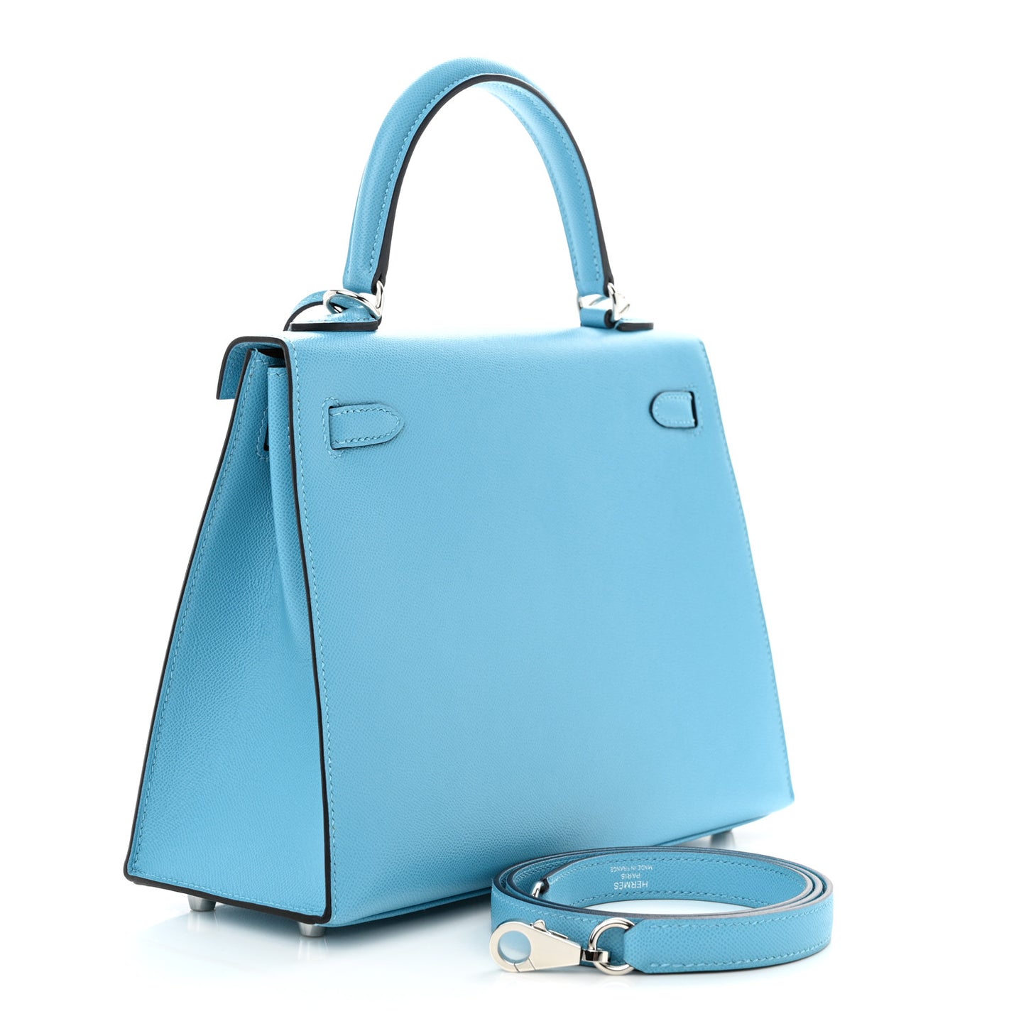 Madame Calfskin Verso Kelly Sellier 25 Bleu Du Nord Cuivre