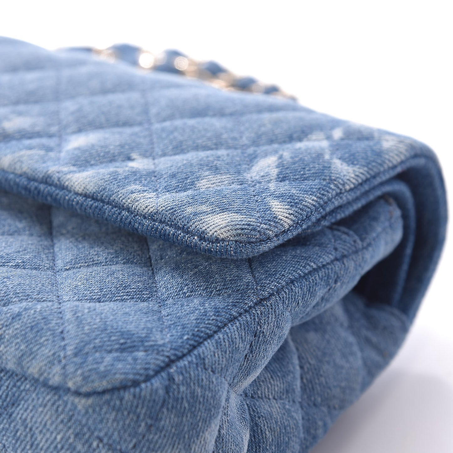 Denim Quilted Medium Double Flap Blue
