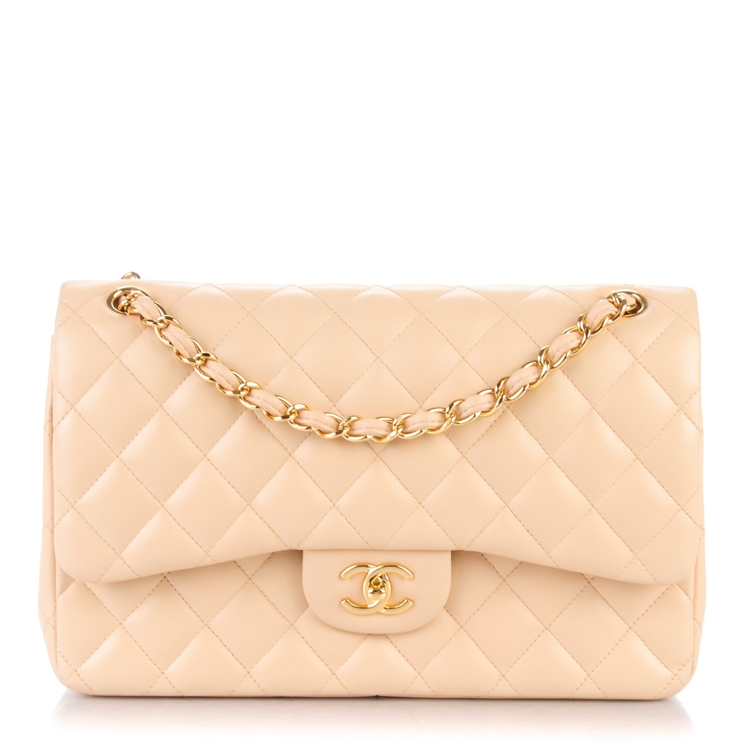 Chanel Lambskin Quilted Jumbo Double Flap Beige 1 of 7