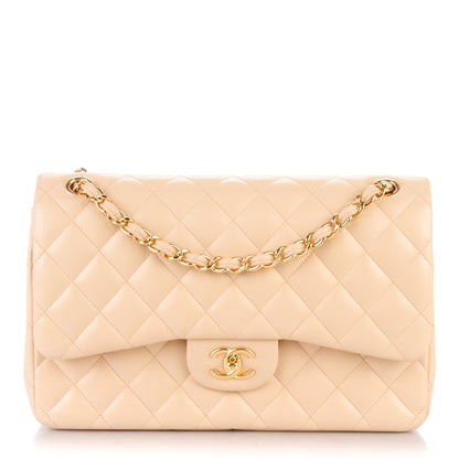 Chanel Lambskin Quilted Jumbo Double Flap Beige 1 of 7
