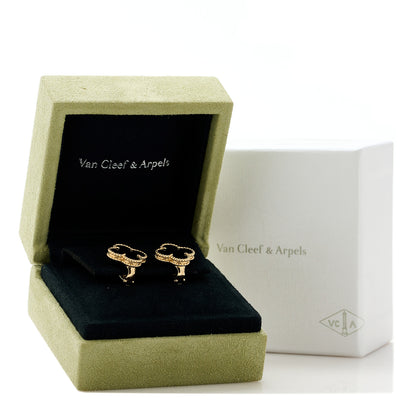 Van Cleef & Arpels 18K Yellow Gold Black Onyx Vintage Alhambra Earrings 5 of 5