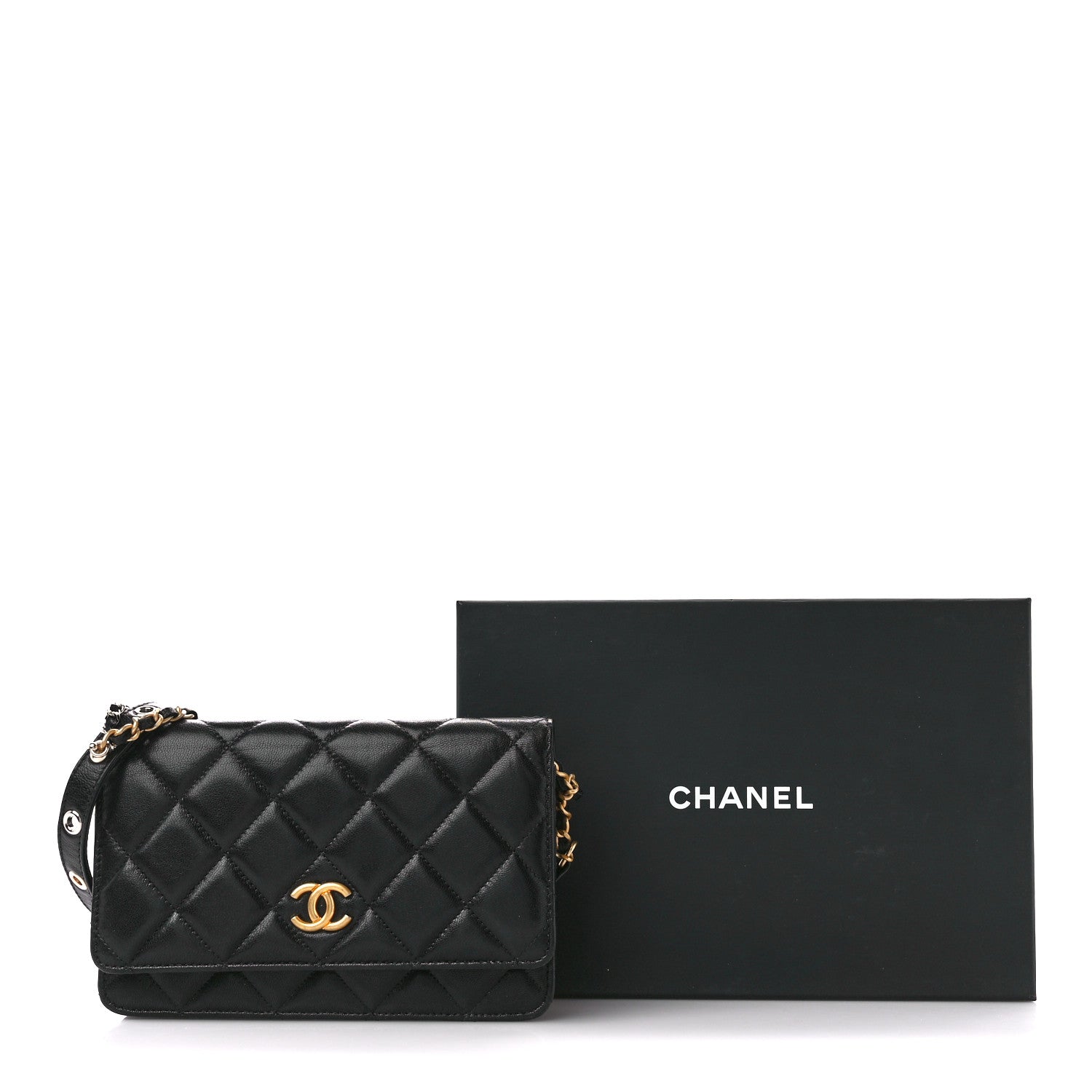 Chanel Goatskin Quilted Quilted Like A Wallet Wallet On Chain WOC Black 12 of 12