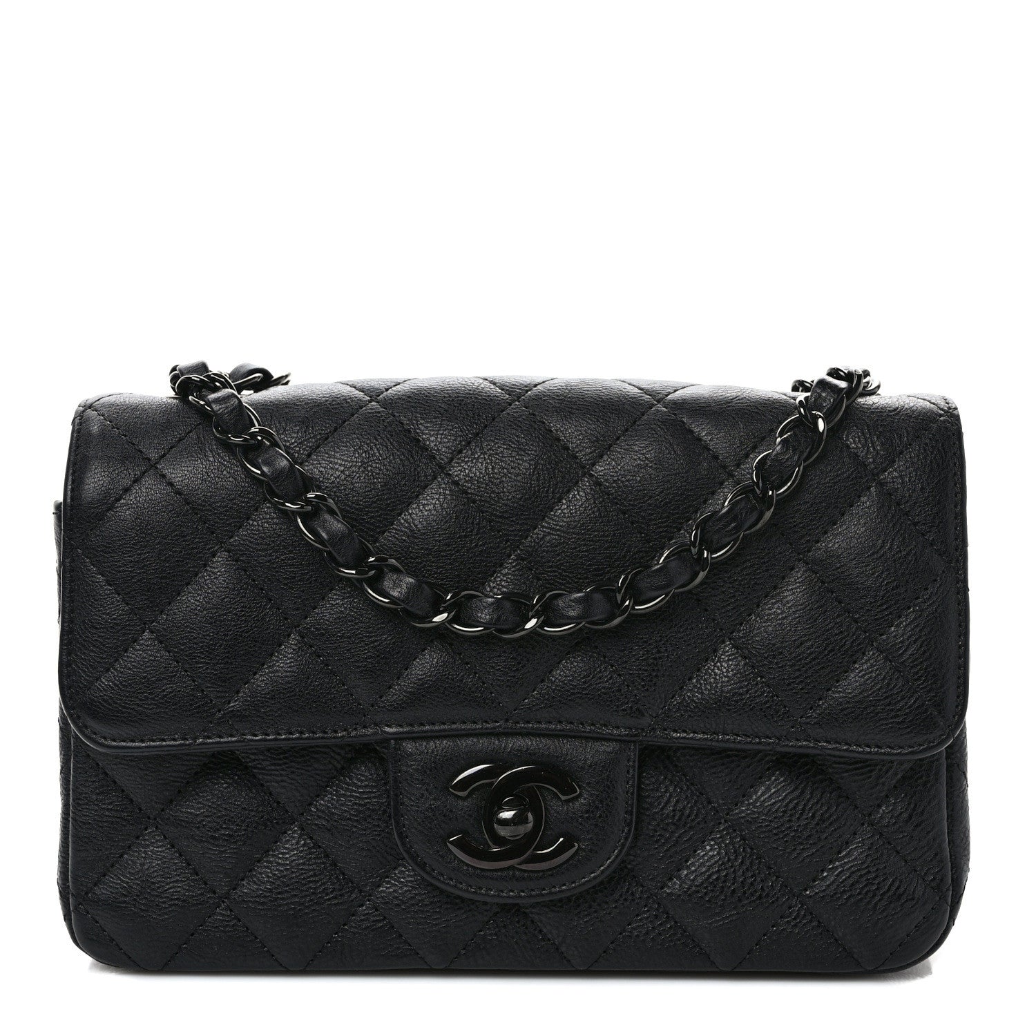 Chanel Crumpled Calfskin Quilted Mini Rectangular Flap So Black 1 of 9