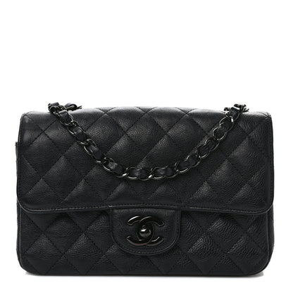 Chanel Crumpled Calfskin Quilted Mini Rectangular Flap So Black 1 of 9