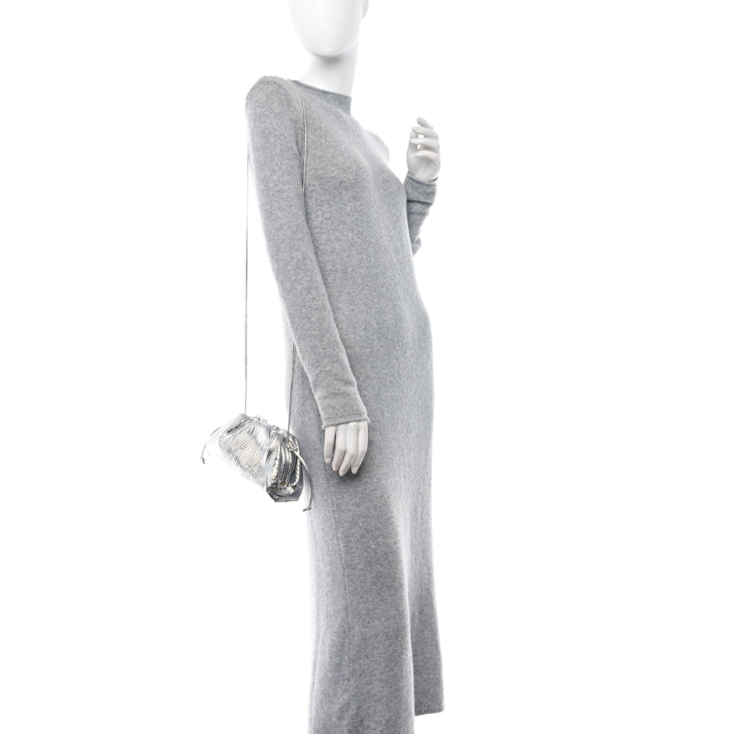 Metallic Bark Calfskin The Mini Pouch Silver