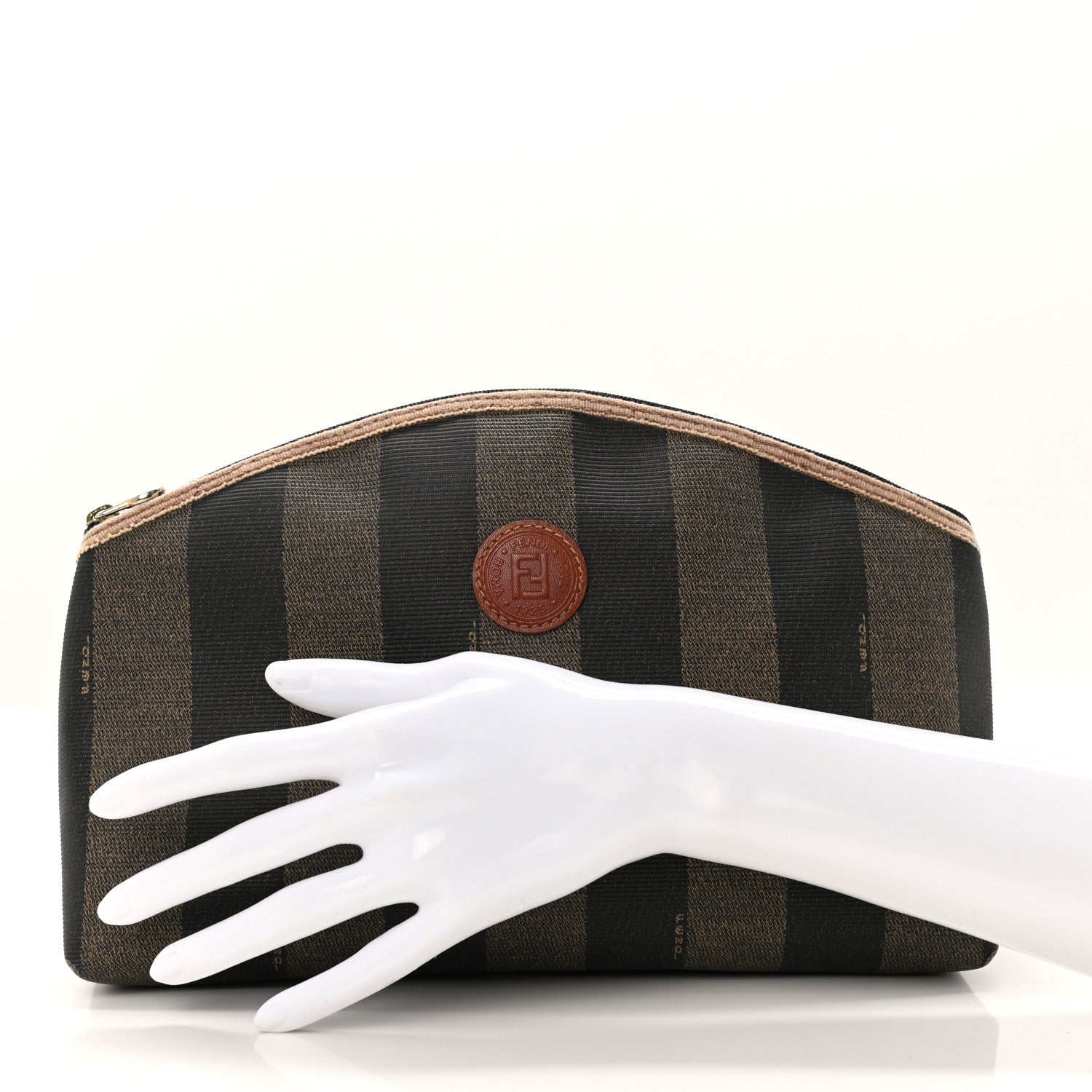 Fendi Pequin Spalmati Cosmetic Bag Tobacco 2 of 6