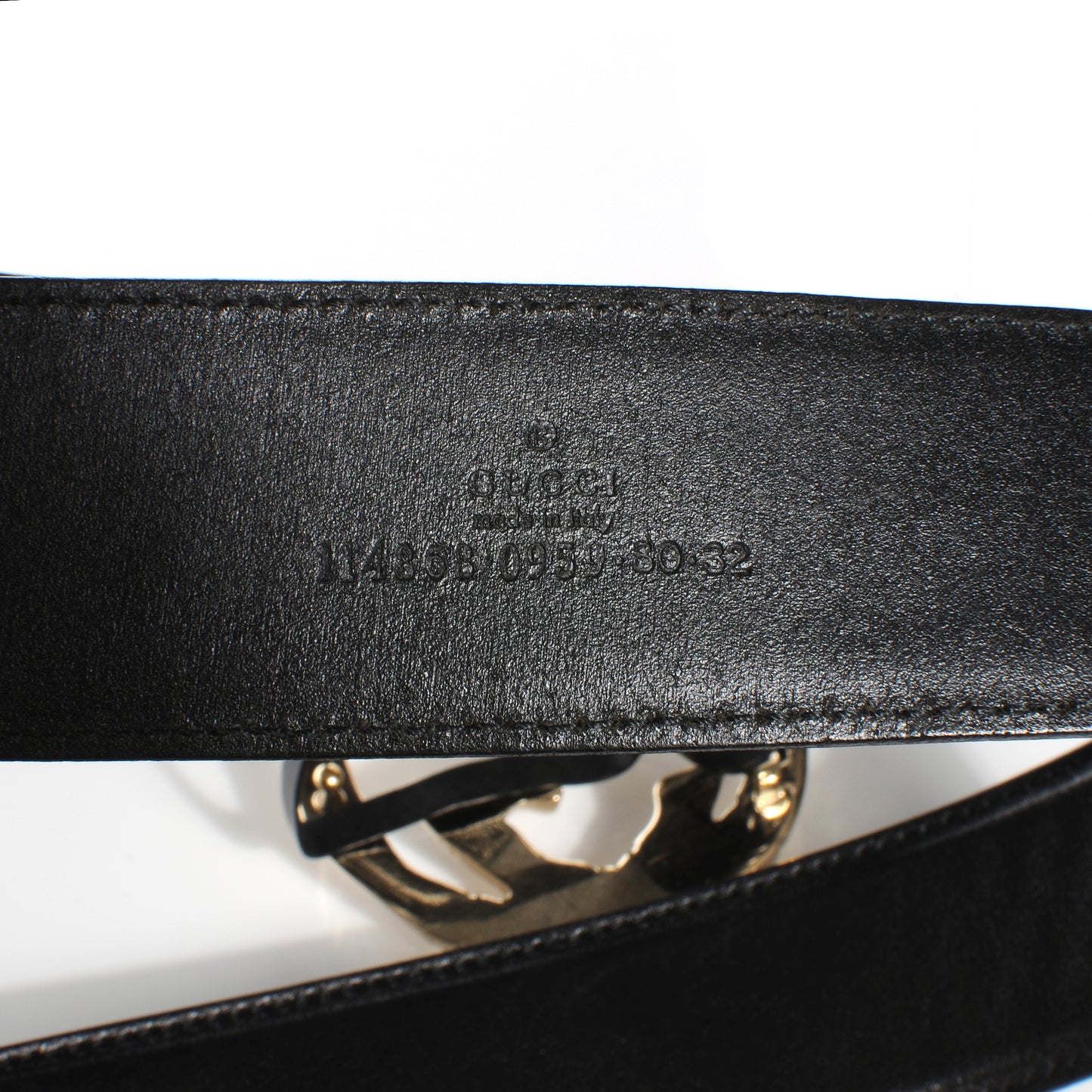 Leather Bamboo GG Buckle Belt 80 32 Black