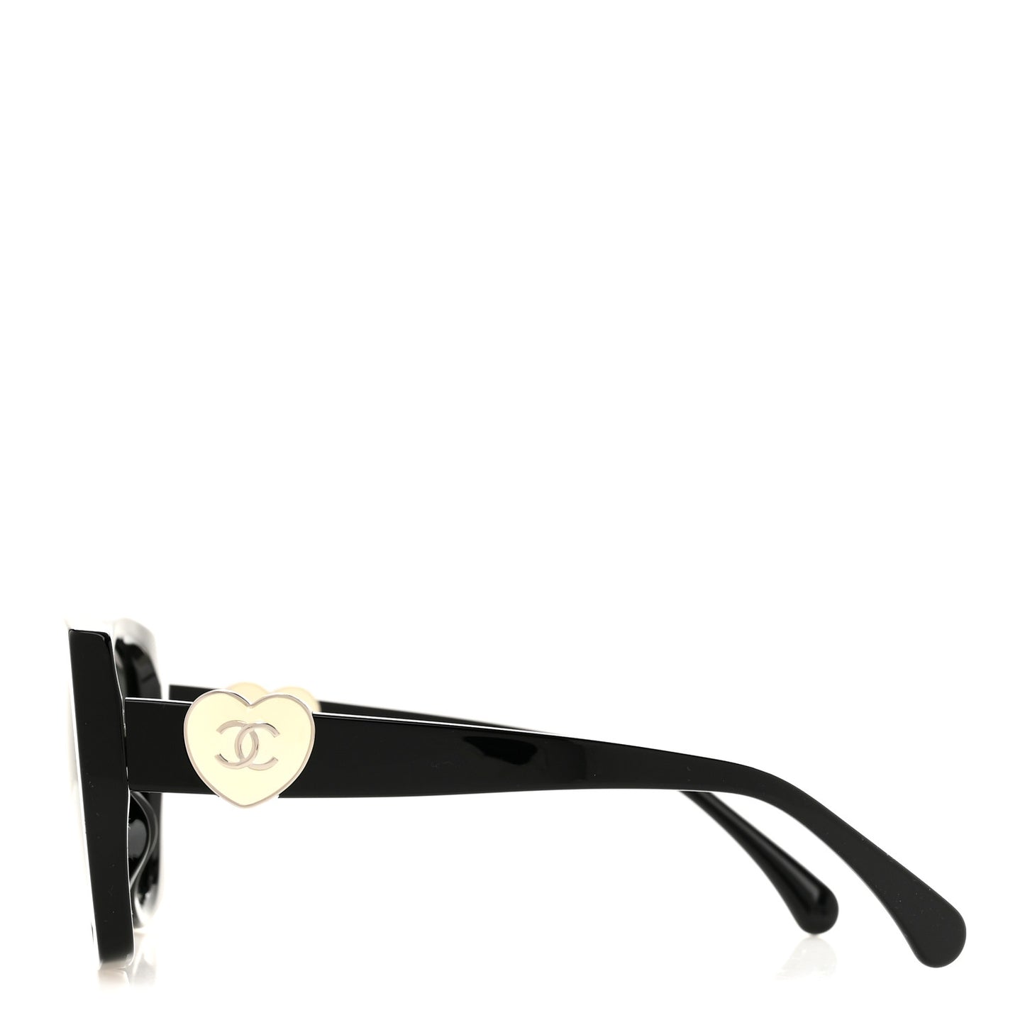 Acetate Square CC Heart Sunglasses 5519-A Black White