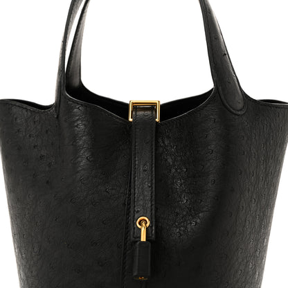 Hermes Ostrich Picotin Lock 18 Black 15 of 21