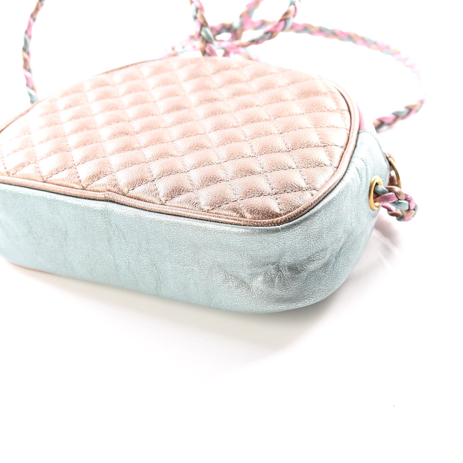 Gucci Laminated Nappa Trapuntata Mini Zumi Dome Shoulder Bag Rosa Lago Rame 8 of 12