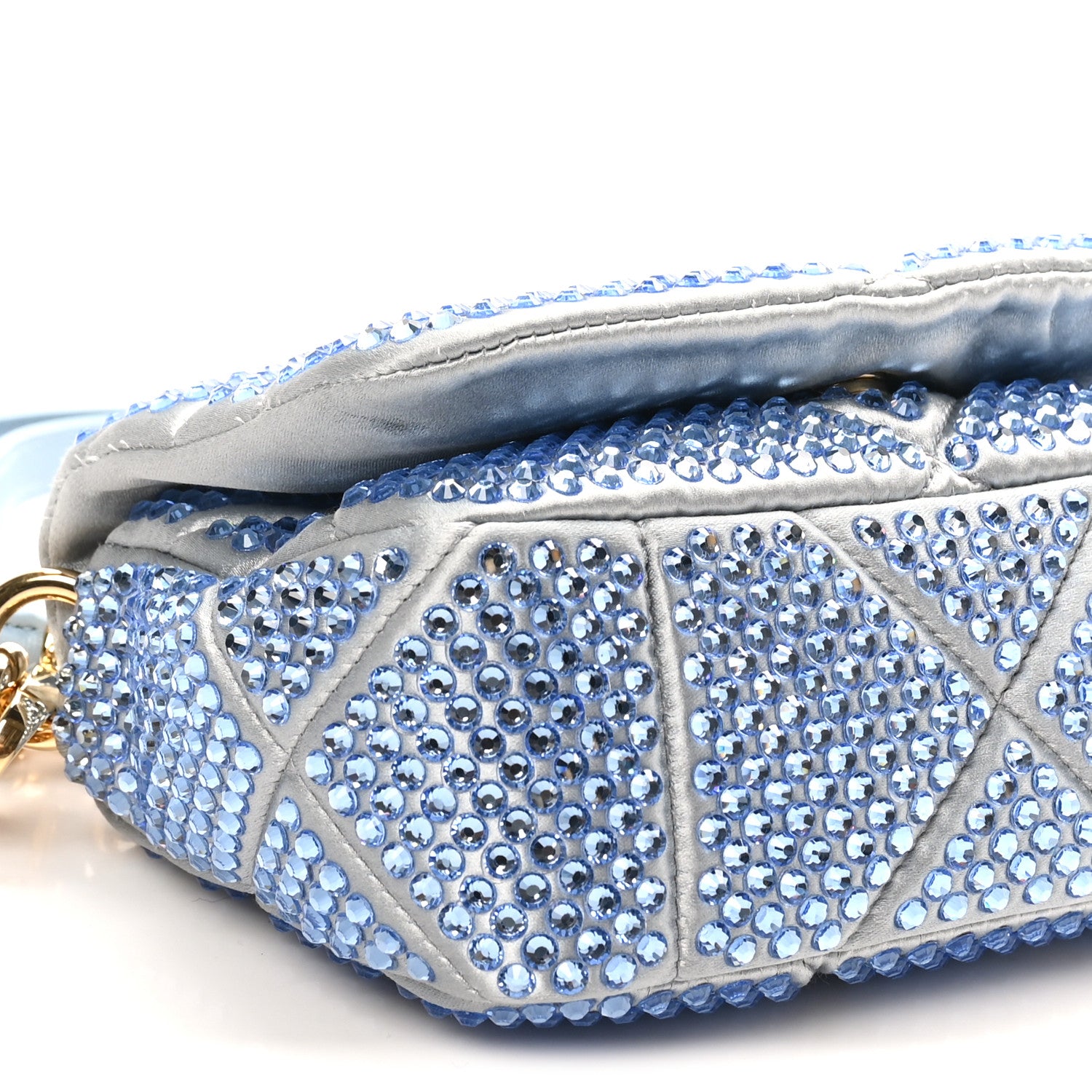 Prada Satin Crystal Mini Bag With Chain Celeste 8 of 9
