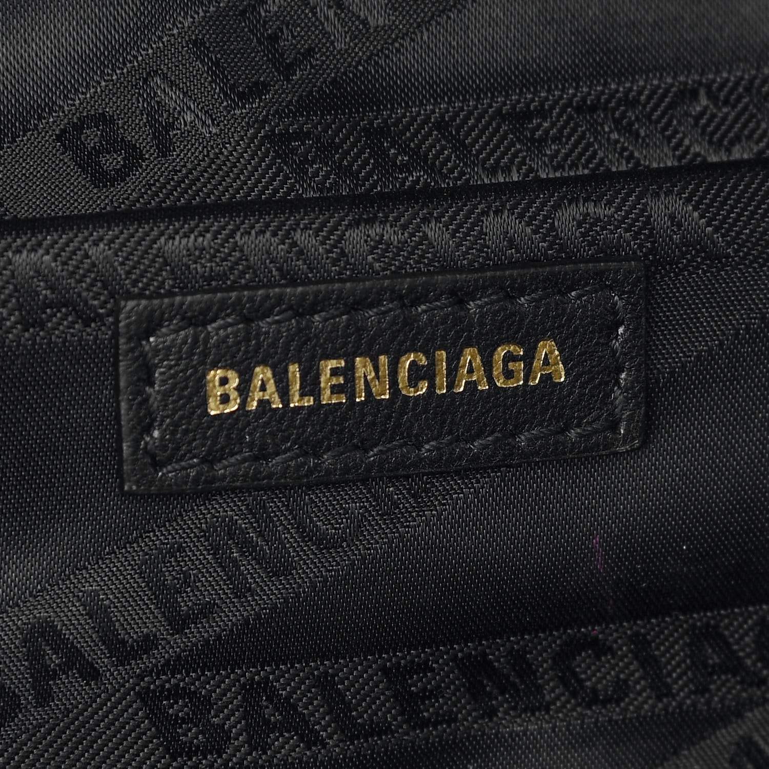 Balenciaga Shiny Goatskin Allover Logo Embossed XXS Souvenir Belt Bag Black 6 of 9