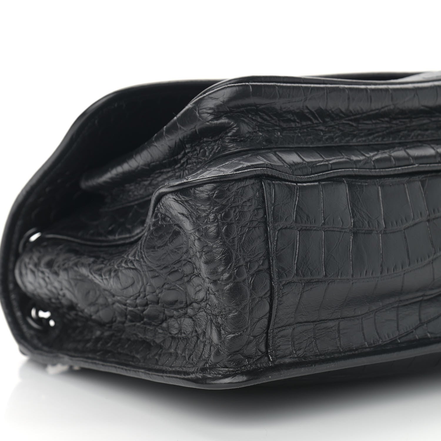 Saint Laurent Crocodile Embossed Lambskin Monogram Medium Niki Chain Satchel Black 8 of 10