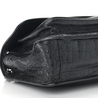 Saint Laurent Crocodile Embossed Lambskin Monogram Medium Niki Chain Satchel Black 8 of 10
