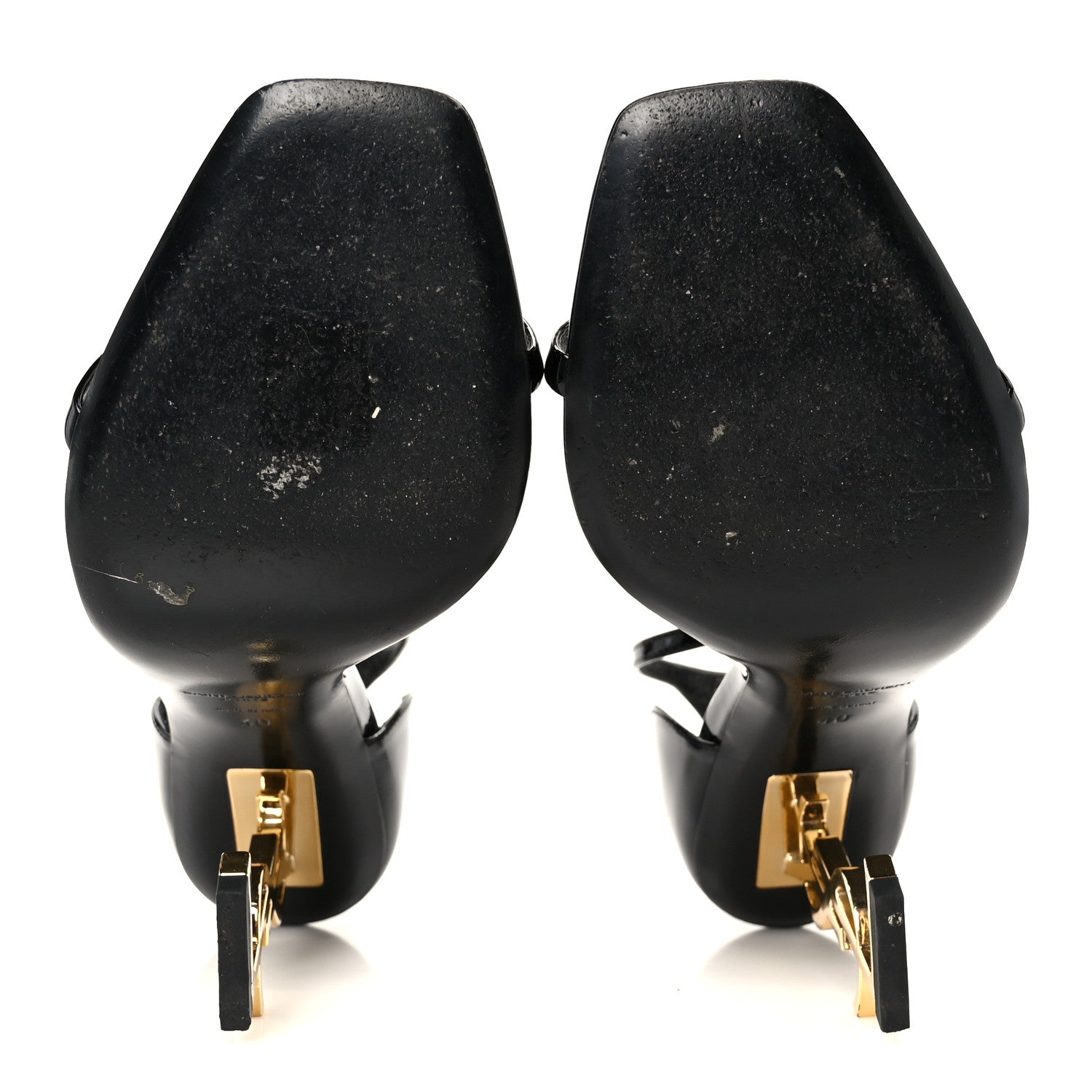 Saint Laurent Patent Calfskin Opyum 110 Sandals 40 Black Gold 6 of 10