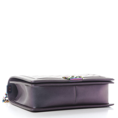 Chanel Iridescent Goatskin Quilted New Medium Boy Flap Purple 4 of 9