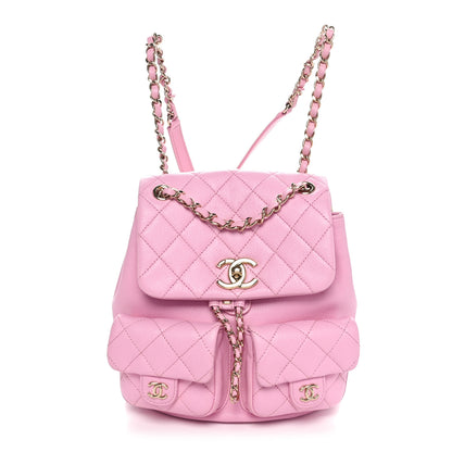 Chanel Calfskin Quilted Medium Duma Pockets Drawstring Backpack Pink 1 of 10