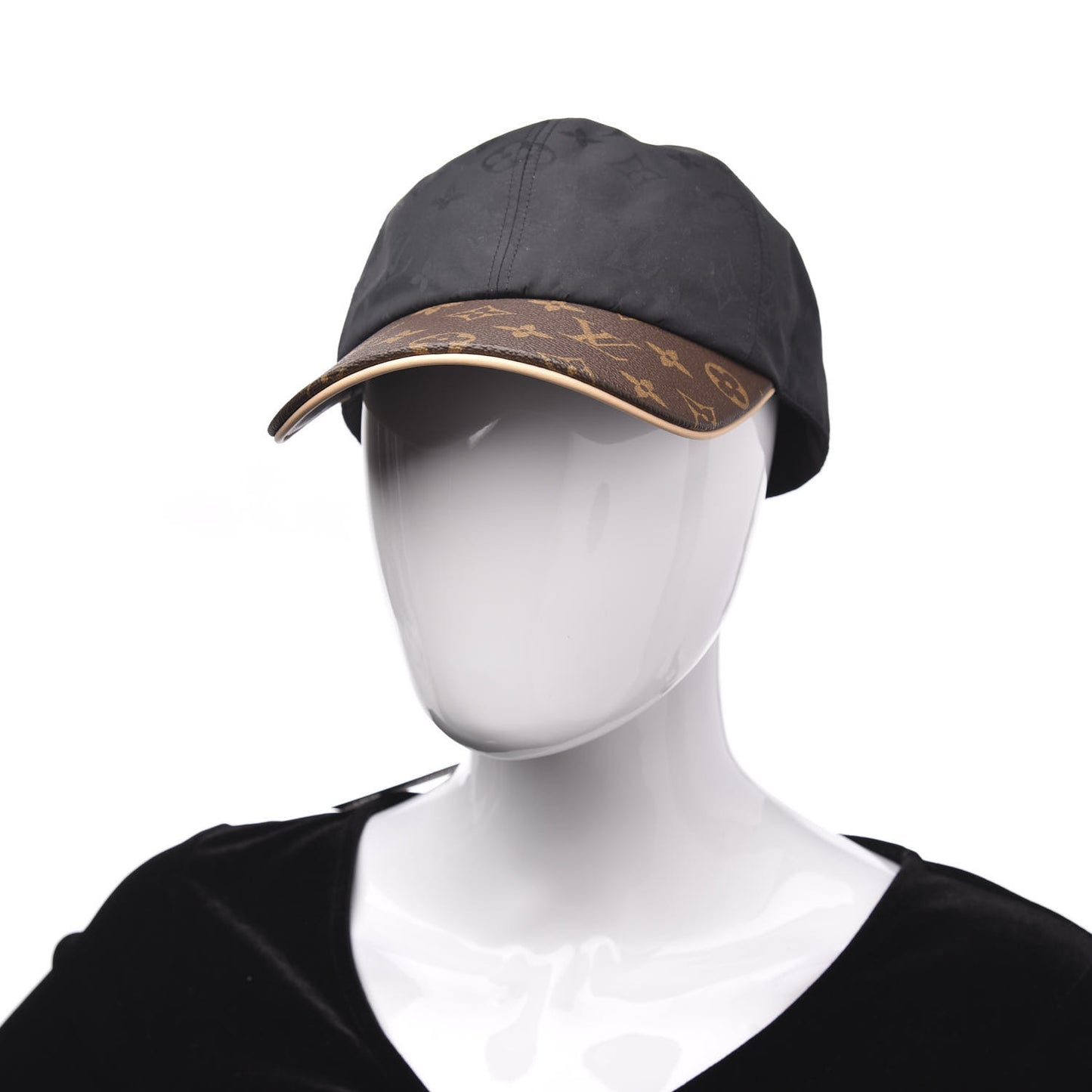 Polyester Silk Monogram LV Get Ready Cap L Black