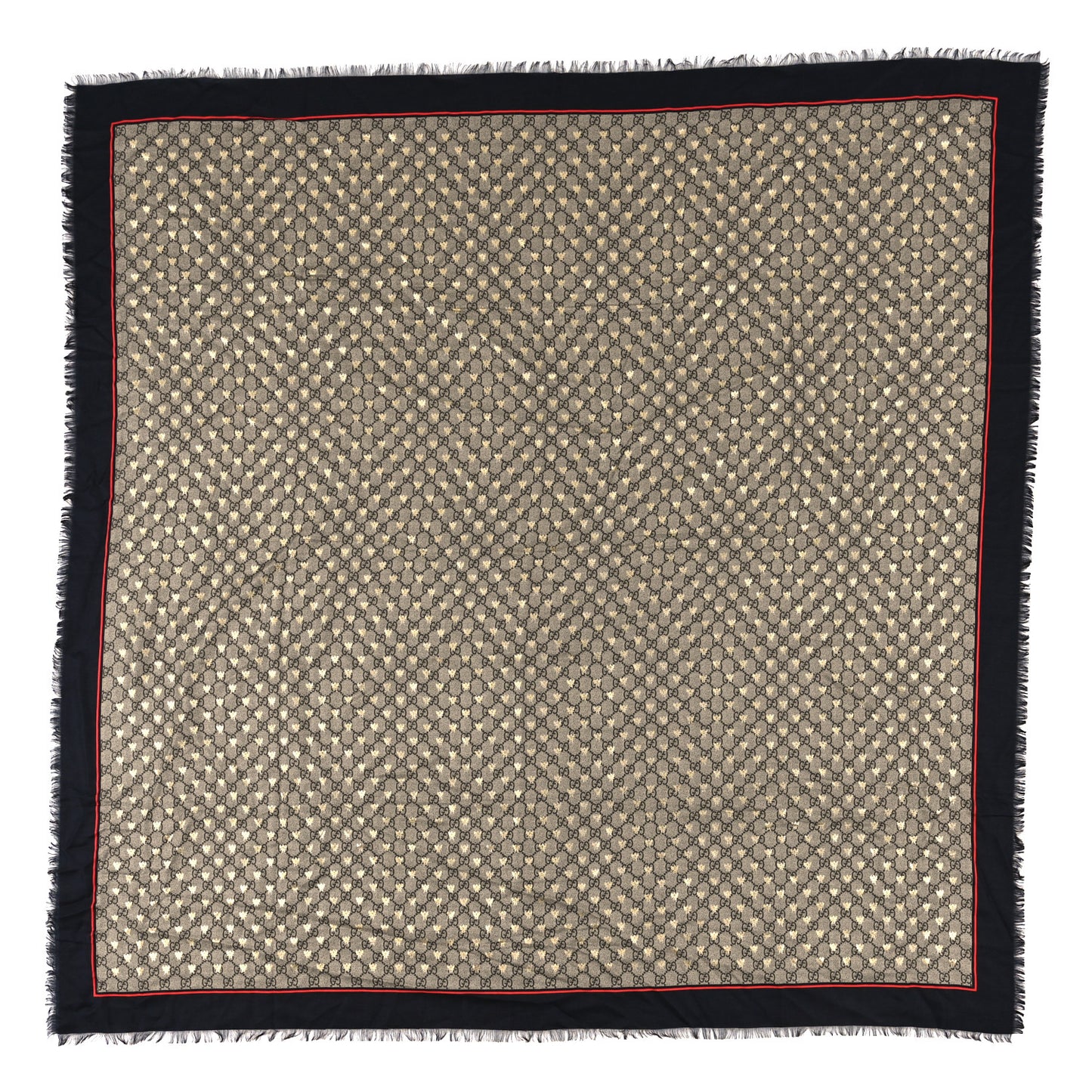 Modal Silk GG Monogram Big Bee GG Shawl Black Red