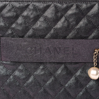 Chanel Iridescent Caviar Medium Night by the C Pouch Clutch Black 7 of 9