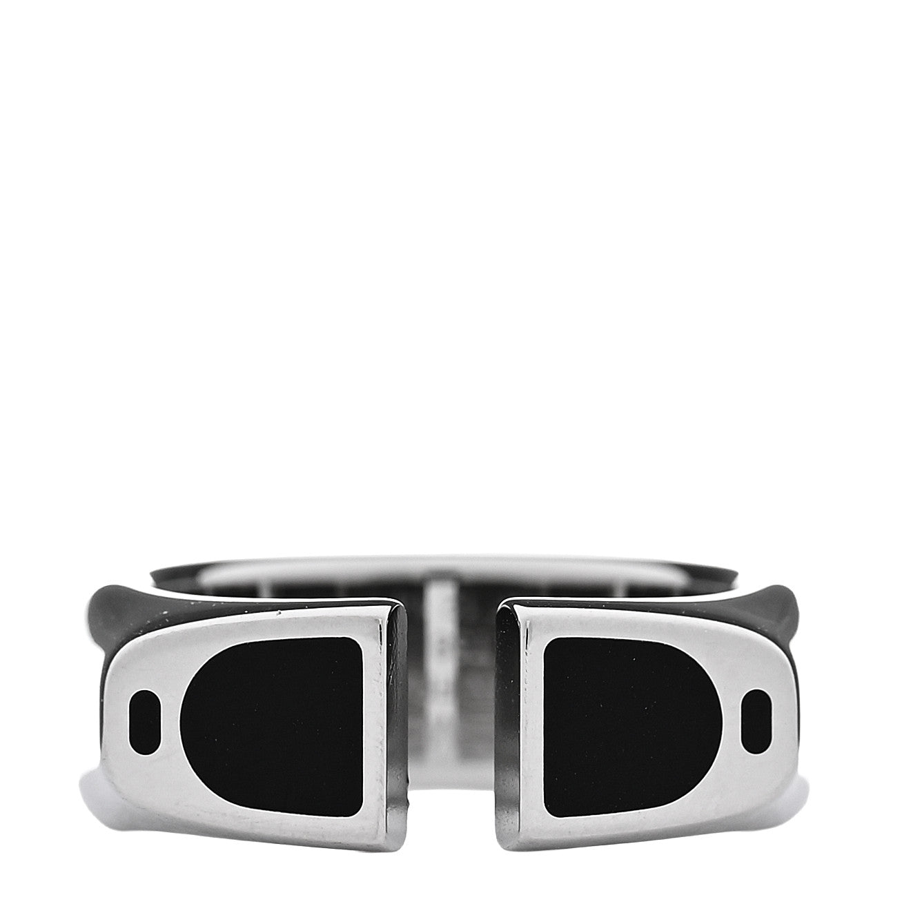 Hermes Stainless Steel Lacquer Etrier Ring  58 8.25 Black 1 of 4